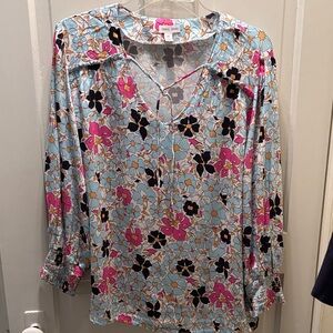 Tribal Multicolor Floral V-Neck Blouse